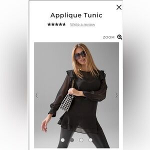 White House Black Market Black Sheer Appliqué Tunic